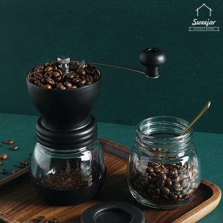 SWEEJAR เครื่องบดกาแฟแมนนวล พร้อมที่จับ และโหลแก้วปิดผนึก เครื่องบดแบบพกพา