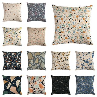 ปลอกหมอนอิงผ้าลินิน ลาย Terrazzo ขนาด 45x45 ซม. (18 นิ้ว X 18 นิ้ว) สีน้ํา สําหรับตกแต่งบ้าน รถยนต์