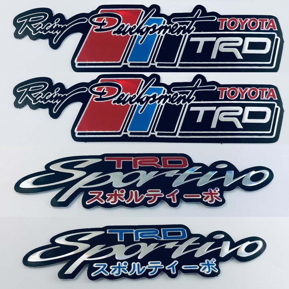 สติ๊กเกอร์ TRD Sportivo สติกเกอร์ Toyota Racing 4ชิ้น Foil Stickers 3D ตัวนูน แต่งรถ ติดรถ Vios Yaris Vigo Revo Fortuner