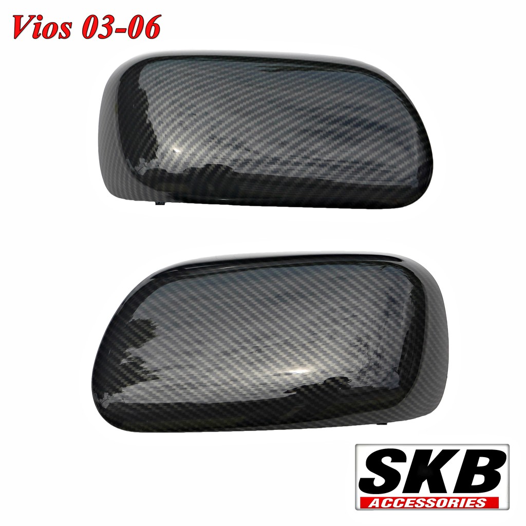 ฝาครอบกระจก Vios Gen1 ปี03-06 ลายเคฟล่า อะไหล่แท้ศูนย์ SKB Accessories ฝาครอบกระจกเคฟล่า