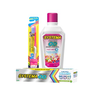 Systema OD ชุด ซิสเท็มมา โอดี สำหรับคนจัดฟัน แปรงสีฟัน ไซส์ M + ยาสีฟัน 90 ก. + น้ำยาบ้วนปาก 500 มล. LIONSOS