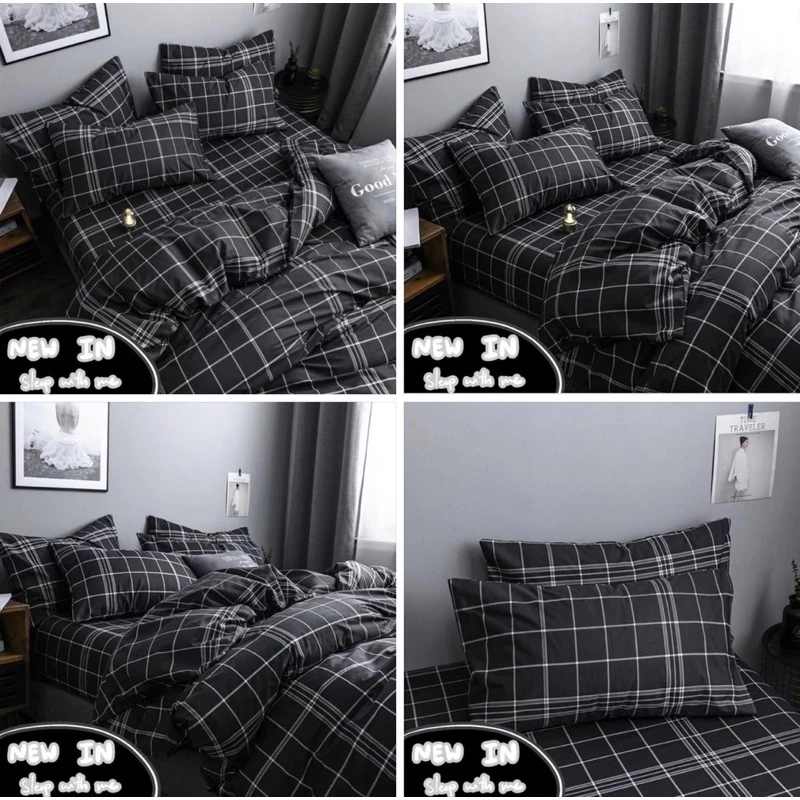 ชุดผ้าปูที่นอนโทนสีเทาดำ ขนาด 3.5/5/5.5/6 ฟุต thumbnail 4