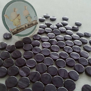 กระดุมพลาสติค สีม่วง Deep Purple ขนาด 11 มิล ชุด 6 เม็ด 20 บาท