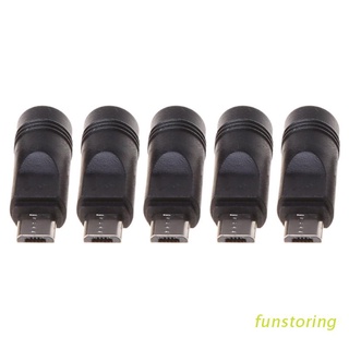 FUN 5 Pcs 5.5x2.1mm Female Jack to Micro USB Male Plug DC Power Connector Adapter