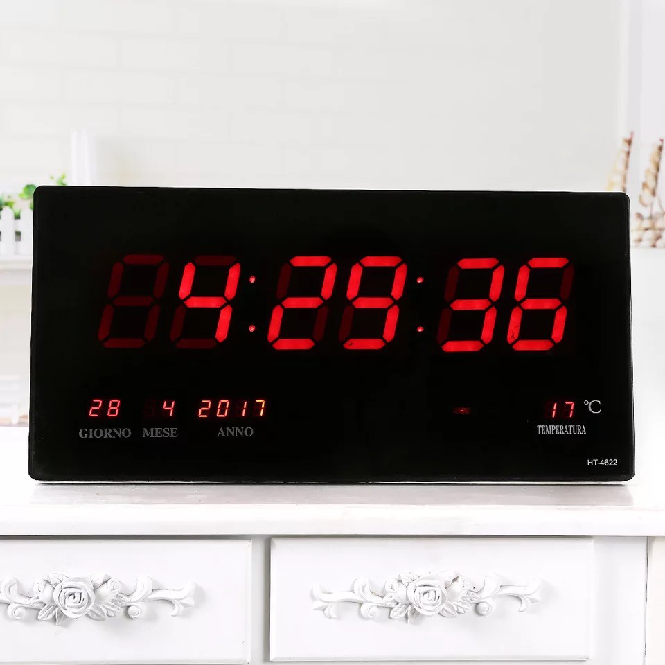 นาฬิกาดิจิตอล LED DIGITAL CLOCK แขวนผนัง 47*22*4 ซ.ม รุ่น JH4622(ตัวเลขสีแดง)