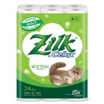 ซิลค์ คอตตอน กระดาษชำระ ชนิดม้วน แพ็คละ24ม้วน Tissue ++Zilk Kotton ยกแพ็ค 24ม้วน ++