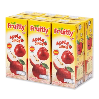 ฟรุตลี่ น้ำแอปเปิ้ล100% บรรจุ 200ml ยกแพ็ค 6กล่อง FRUITLY APPLE JUICE