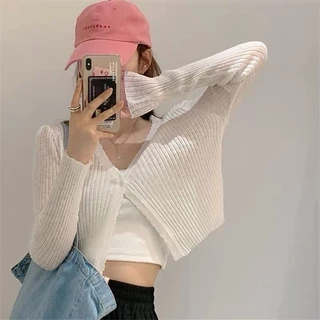 Gakki เสื้อไหมพรม เสื้อคลุมกันแดดแขนยาว ผ้านิ่มใส่สบาย ฟรีไซส์ พร้อมส่ง 70068#