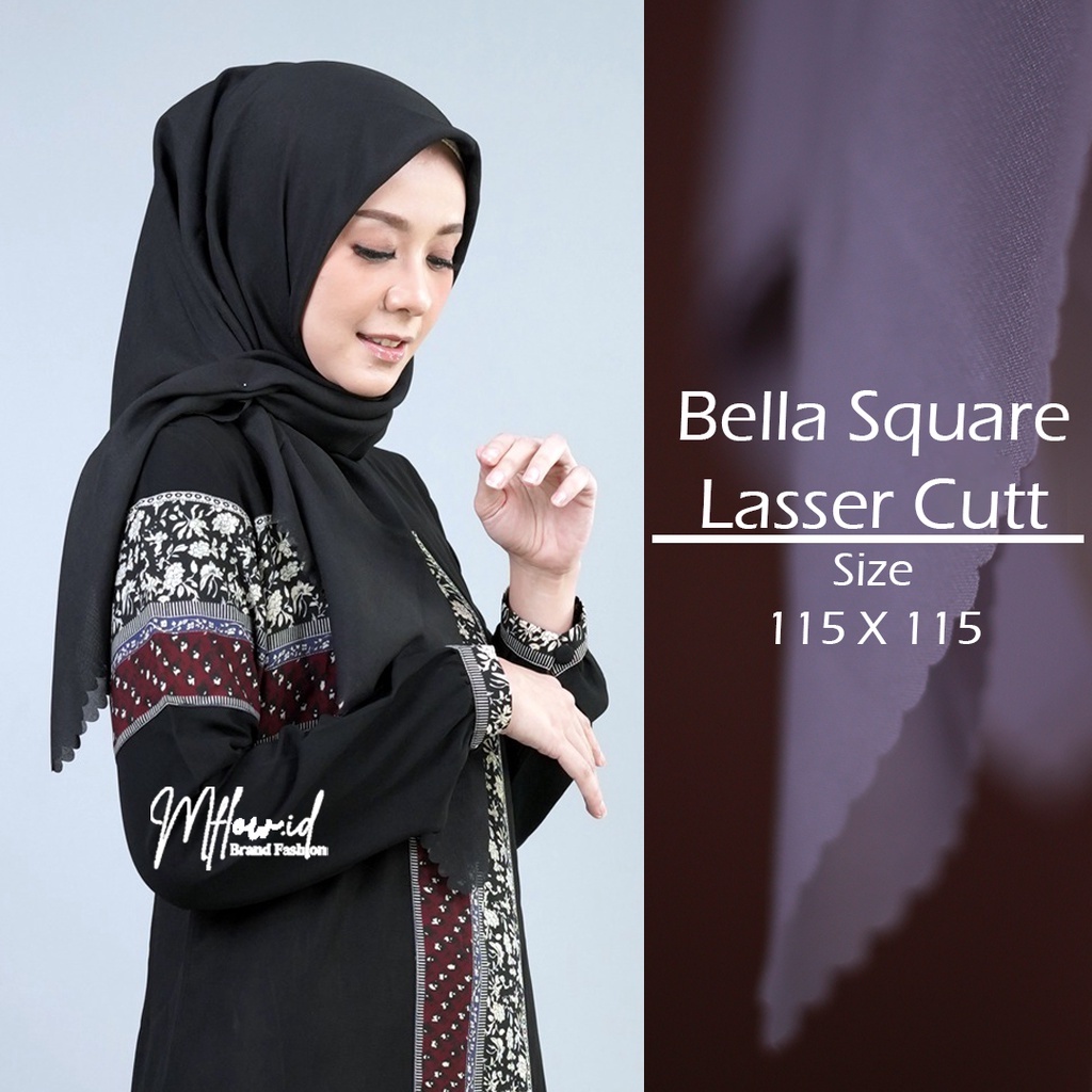 สี่เหลี่ยมผืนผ้า Lc ผู้ใหญ่ Hijab Bella Square Laser Cut Mflow Edges