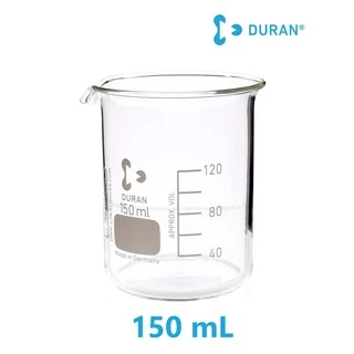 บีกเกอร์แก้ว Duran ทนไฟ ขนาด 25, 50, 100, 150, 250, 400, 600, 800, 1000 mL นำเข้าจากเยอรมัน เกรดห้องปฏิบัติการ