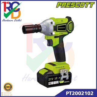 PRESCOTT บล็อกไร้สาย ขนาด 1/2" 21V. 320Nm. Brushless รุ่น PT2002102 (แบตเตอรี่ 2 ก้อนพร้อมที่ชาร์จ)