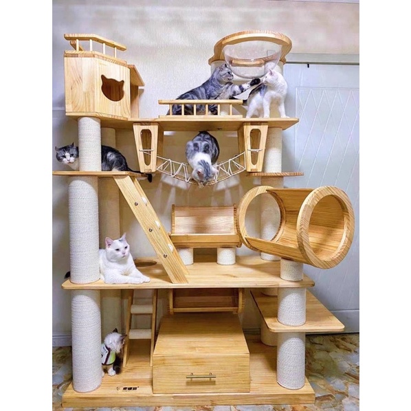 🐈คอนโดแมวไม้สน เกรด A ขนาดใหญ่พิเศษ🌈เหมาะสำหรับบ้านที่เลี้ยงแมวหลายตัว แต่อยากใช้คอนโดแมวเพียงตัวเดียว😻