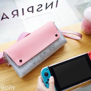 กระเป๋าเคสหนังสีชมพูสําหรับ nintendo switch