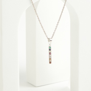 14k ตัวเรือนทองแท้ 14k จี้นพเก้ารุ่น Bar ( เพชรแท้ + ใบเซอร์)