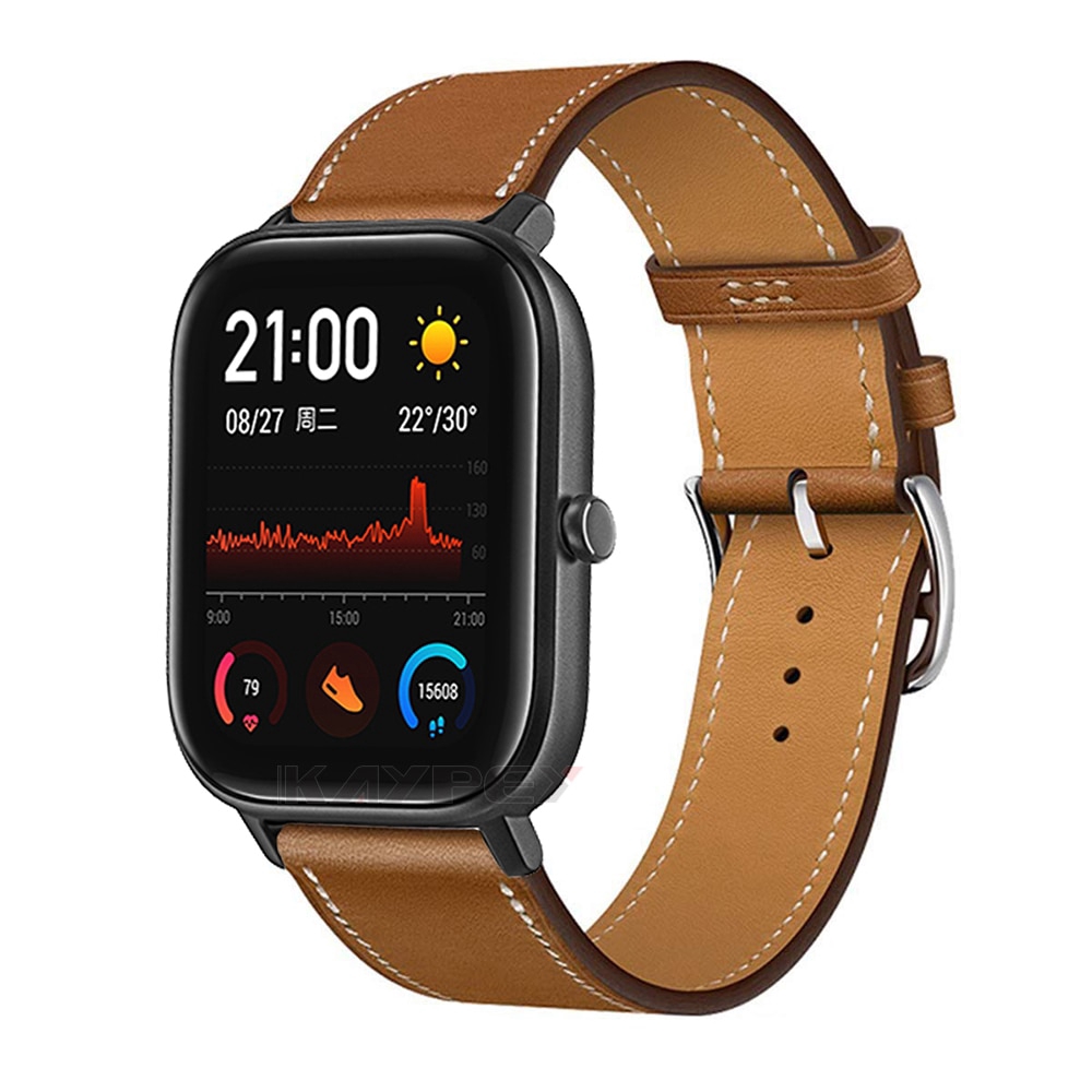 สายนาฬิกาข้อมือ หนัง สำหรับ for Xiaomi Huami AMAZFIT GTS/GTS 4 3 2 2e 2Mini/GTS 4 Mini