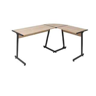 U-RO DECOR รุ่น PLUS สีโอ๊ค โต๊ะทำงานเข้ามุม รูปตัว L โต๊ะทำงานไม้ โต๊ะ Table โต๊ะคอม มีปุ่มรองขาปรับได้
