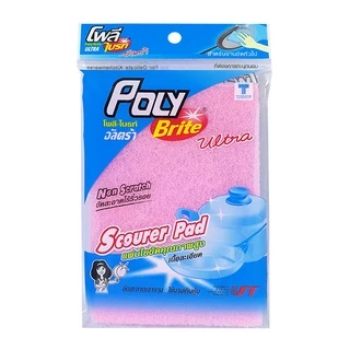 Poly-Brite Ultra โพลี-ไบรท์อัลตร้า แผ่นใยขัดละเอียด ไม่เป็นรอย ขัดเทฟลอน แก้ว จานชาม ทนทาน ขนาด 10x15 ซม.