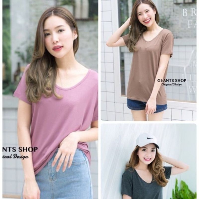 🌲Over Size คอยู ทรงสวย ลงตัว ผ้าเเรย่อน​แท้ เนิ้ิอเด้งหนา