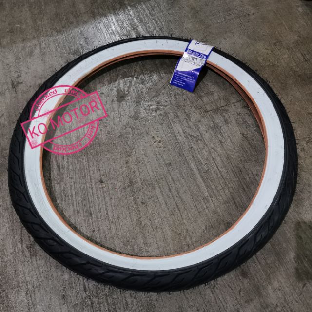 ยางนอก จักรยาน 20x1.75 ขอบขาว แก้มขาว ลายไฟ (1 เส้น)