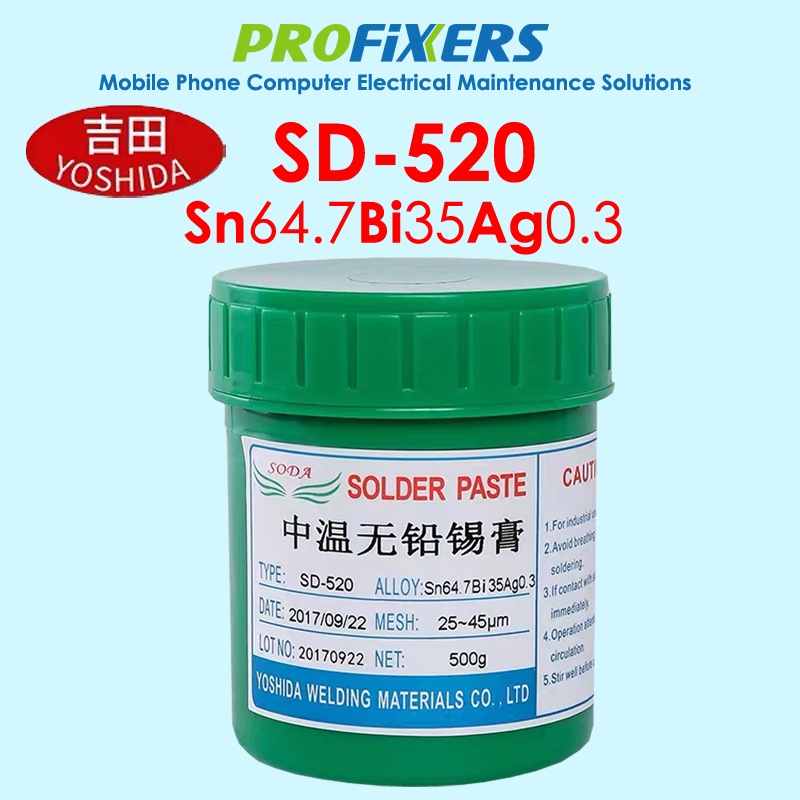 SD-520 Sn64.7Bi35Ag0.3 Medium Temperature Lead-Free BGA SMT Solder Paste For LED Class Control Panel