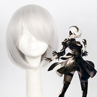 อะนิเมะ Yorha No. วิกผมคอสเพลย์ 2 Type B สีขาว 2b