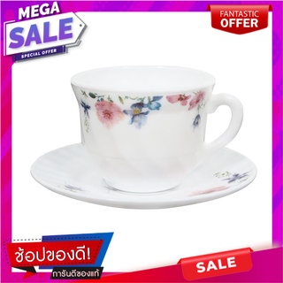 ชุดถ้วยกาแฟแก้วโอปอล 190 มล. KECH CARNATION แก้วน้ำ OPAL GLASS COFFEE CUP SET KECH CARNATION 190ML