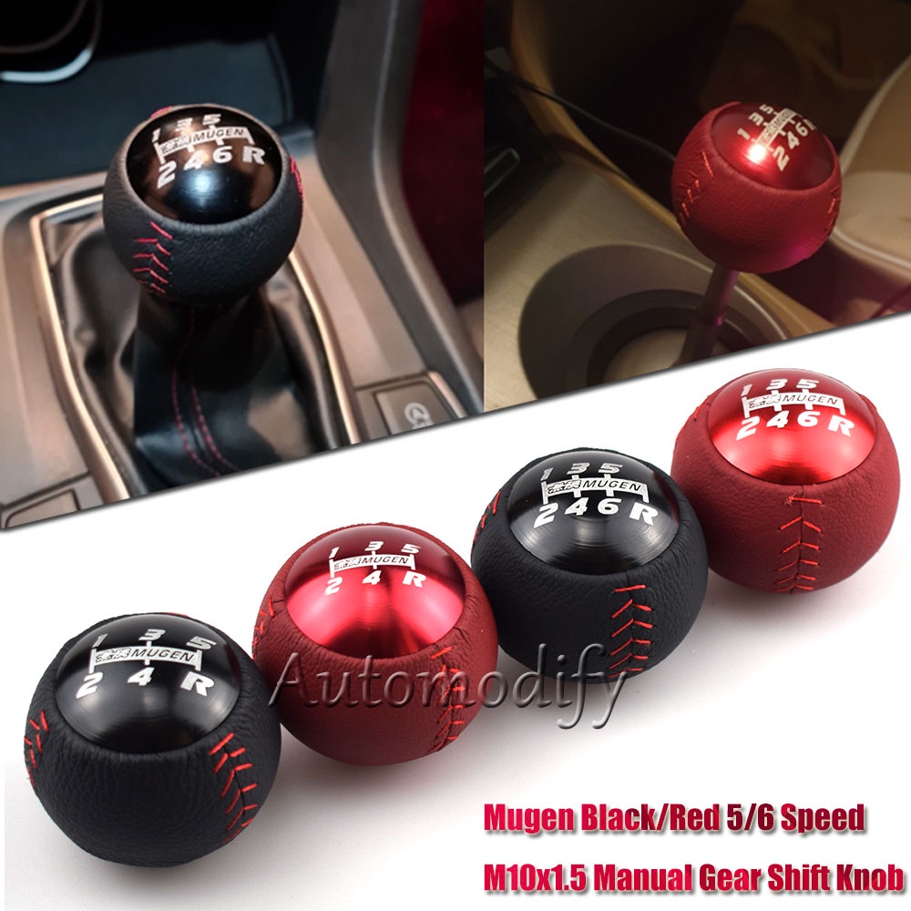 Mugen หัวเกียร์หนัง สีดํา แดง ความเร็ว 5/6 M10X1.5 สําหรับ Honda