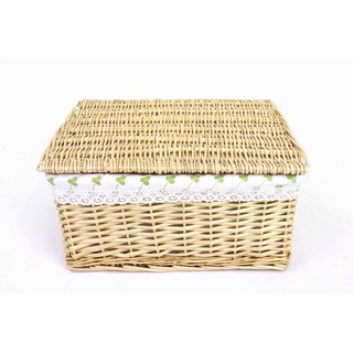 Wicker Basket ตะกร้าสาน งานHandmade ด้านในบุผ้า มีฝาปิด ST2203012L