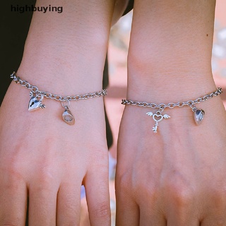 [highbuying] สร้อยข้อมือแม่เหล็ก รูปหัวใจ 2 ชิ้น / คู่ สําหรับคู่รัก เครื่องประดับนางฟ้า ของขวัญใหม่