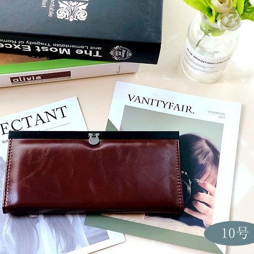 Japanese and Korean fashion long wallet คลาสสิกหญิงอินเทรนด์กระเป๋าสตางค์ใบยาวกระเป๋าคลัทช์บางแผ่นเหล็กเกาหลีคลิปโลหะกระเป๋าสตางค์หญิงกระเป๋าหนังสิทธิบัตรหลายช่อง