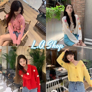 L.A Shop พร้อมส่ง เสื้อคลุมไหมพรม คาร์ดิแกน สีพาสเทลปักดอกไม้น่ารักมาก "4Y016"