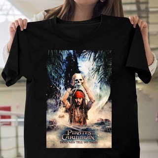 เสื้อยืดอินเทรนด์ผู้ชายอินเทรนด์ผู้หญิงเสื้อยืด พิมพ์ลายโจรสลัด johnny depp T Jack Sparrow สําหรับภาพยนตร์โจรสลัดS-3XL