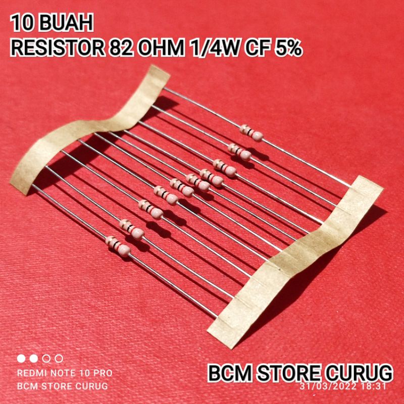 10 ชิ้น RESISTORS 82 OHM 1/4W CF 5% ROHS