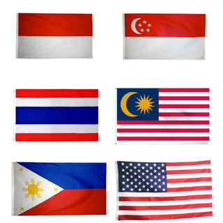 ธงชาติ สิงคโปร์ / มาเลเซีย / ไทย / อินโดนีเซีย / ฟิลิปปินส์ / อเมริกัน ขนาด 90 x 150 ซม