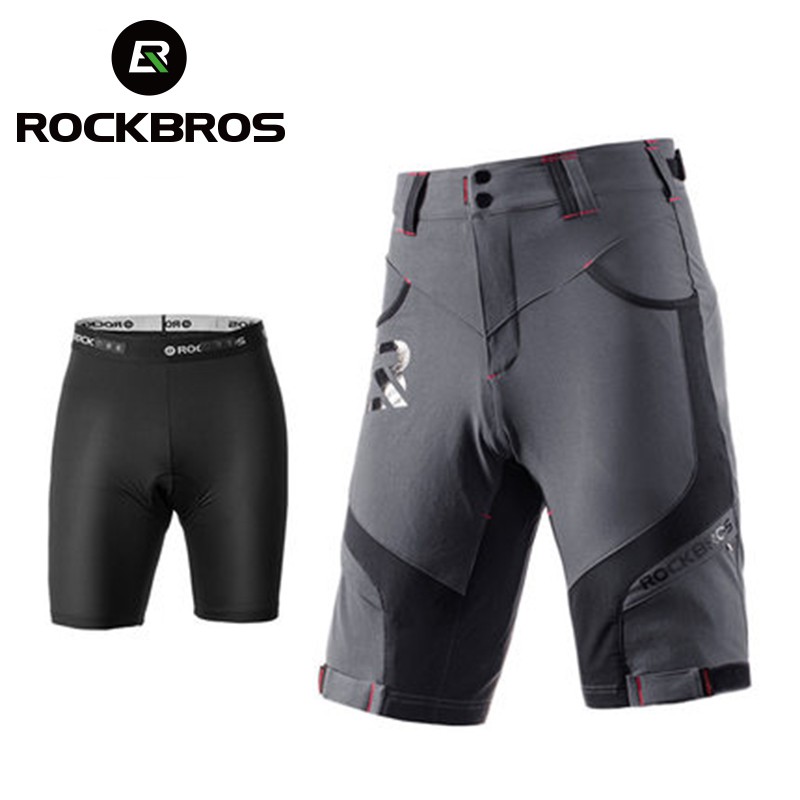 ROCKBROS กางเกงขาสั้น ฟองน้ํา 4D แห้งเร็ว สองชั้น ระบายอากาศ DH เหมาะกับฤดูร้อน สําหรับผู้ชาย ปั่นจักรยาน เดินป่า เล่นกีฬากลางแจ้ง