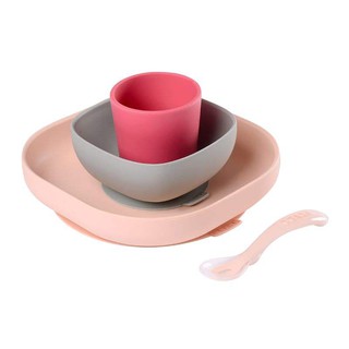 BEABA ชุดเซ็ทรับประทานอาหารซิลิโคน Silicone Meal Set (4 pcs) - Pink