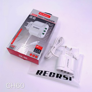 RECRSI CH-60 สายชาร์จพร้อมปลั๊ก 3 USE Charger Set Fast Charging 3.1A สำหรับ  Micro