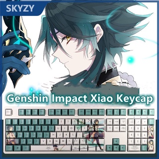 Genshin Impact Keycap โปรไฟล์เชอร์รี่ Xiao Theme Keycap อะนิเมะออนไลน์เกม PBT Dye Sublimation แป้นพิมพ์เครื่องกล Keycap 108 คีย์