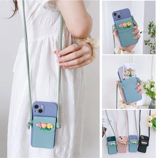 เคสหนัง ลายดอกไม้ พร้อมสายคล้อง และช่องใส่บัตร สําหรับ HUAWEI P Smart Z 2021 Y9 Prime Y7 Y9S Y9A Y7A