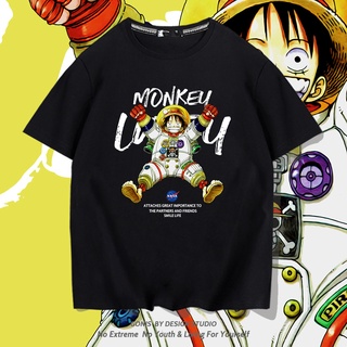 เสื้อยืดแขนสั้น ผ้าฝ้ายแท้ ทรงหลวม พิมพ์ลาย One Piece 230 กรัม สําหรับผู้ชาย และผู้หญิง