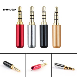 M 1 3 . 5 มม . . . 4 Pole Gold Plated Solder Audio ปลั๊กเชื่อมต่อสำหรับหูฟัง