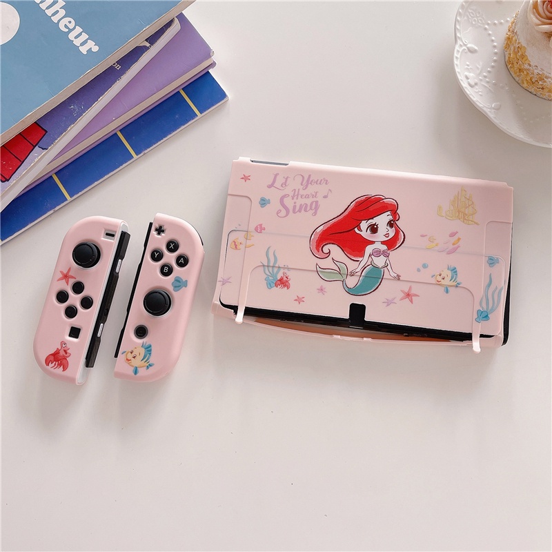 Nintendo Switch OLED Case ธีมแอนิเมชั่นน่ารัก【m e r m a i d】เคส TPU เกมคอนโซล ป้องกัน ฝาครอบนุ่ม