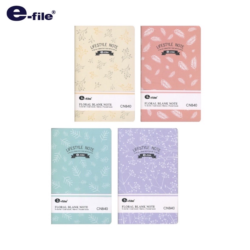 สมุดโน๊ตฟลอรอล แบลงค์ สมุดโน๊ต ไม่มีลายเส้น CNB40 อี-ไฟล์ e-file สมุดลายดอกไม้ สมุดเล่มเล็ก