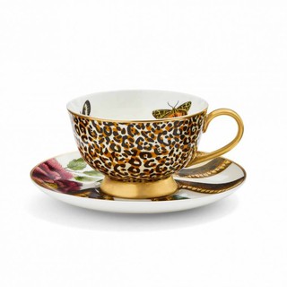 Spode Creatures of Curiosity Leopard Print Coupe Teacup and Saucer ถ้วยน้ำชาพร้อมจานรอง 260 ml