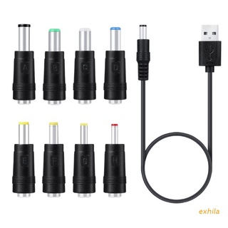 Exhila 8In1 5V Usb To Dc 5.5X2.1มม.สายชาร์จเสียบสําหรับพัดลมระบายความร้อนหลอดไฟ Led