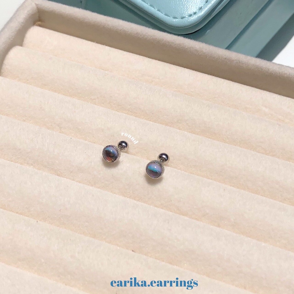 earika.earrings - hologram round piercing จิวหูเงินแท้ทรงกลมสีโฮโลแกรม (ราคาต่อชิ้น) เหมาะสำหรับคนแพ้ง่าย ทองครึ่งสลึง
