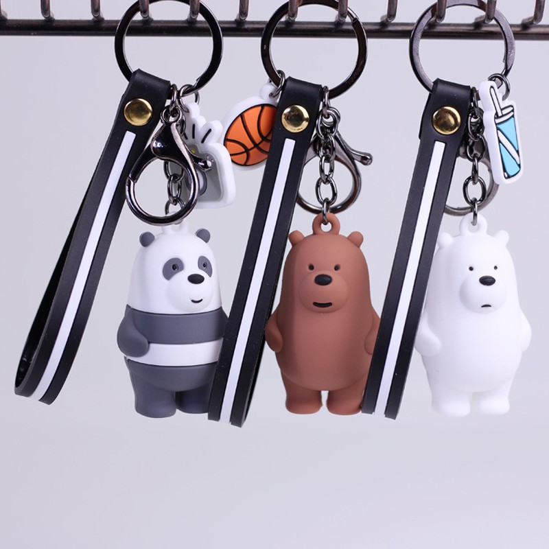We bare bears พวงกุญแจ Grizzly Ice Bear พวงกุญแจแพนด้า การ์ตูนหมี
