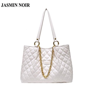 Jasmin NOIR กระเป๋าสะพายไหล่ กระเป๋าถือ สะพายข้าง สายโซ่ ลายสก๊อต ขนาดใหญ่ สําหรับสตรี