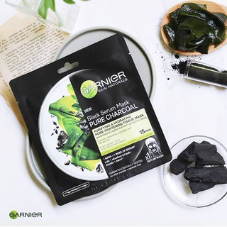 🔥4.4 ลดแรง🔥 การ์นิเย่ เพียว ชาร์โคล มาส์ก Garnier Pure Charcoal Purifying and Hydrating Mask 28กรัม