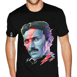 oversize T-shirt เสื้อยืด แบบนิ่ม ระบายอากาศได้ดี พิมพ์ลายอนิเมะ Nikola Tesla เหมาะกับของขวัญ สไตล์โกธิค สําหรับนักวิทยา